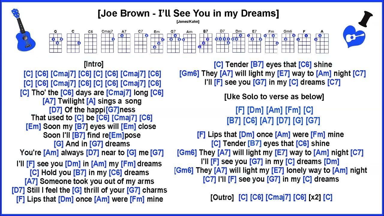 I Ll See You In My Dreams Ukulele Chords Joe Brown - I'll See You In My Dreams [Uke Chords, Lyrics & Jam Track
