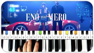 ENO feat. MERO - Ferrari Instrumental Beat Piano Tutorial + MIDI