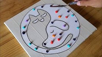 Colorful Dog & Cat Yin Yang Painting / Easy Masking Tape Satisfying / Project 100 Days / Day #56