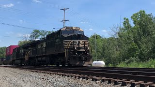 NS 4071 and 8109 pulls a intermodal train through Hudson Ohio