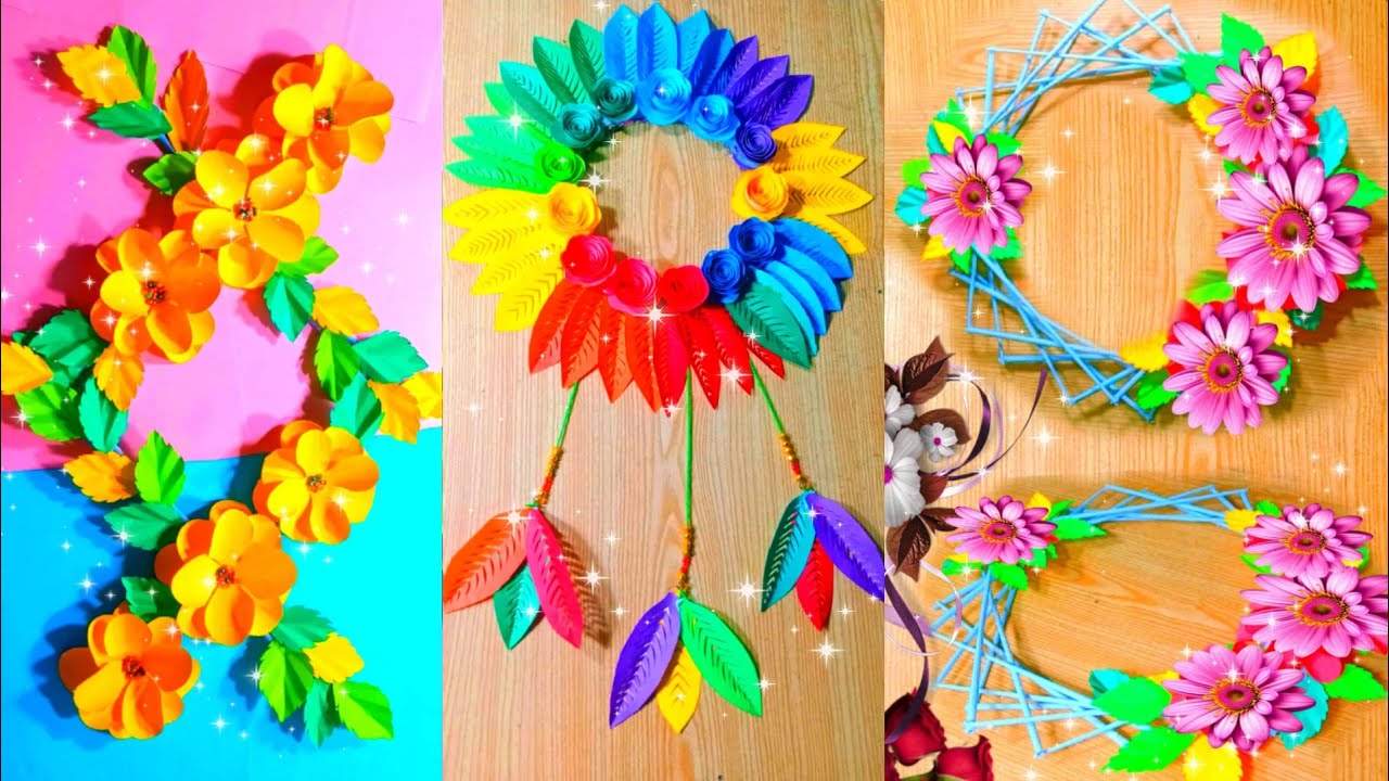 How To Make Different Types Of Wall Hanging Flower/Paper Flower Making/Origami Flower/Paper