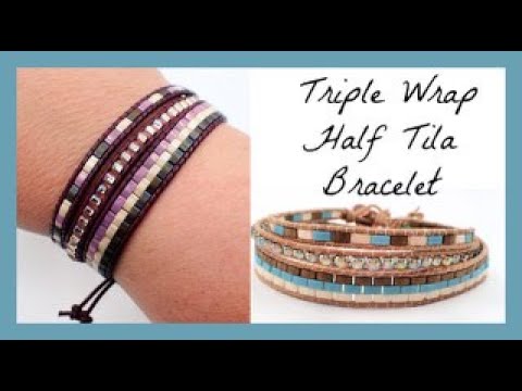 Half Tila Two Hole Herringbone Bracelet Beading Tutorial DIY 