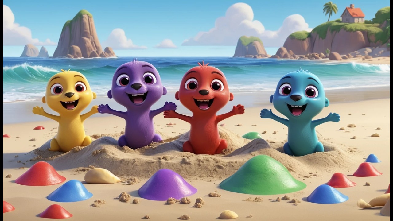 Fünf kleine Robben spielen am Ufer | Lustige Meereslieder & Zählen für Kinder