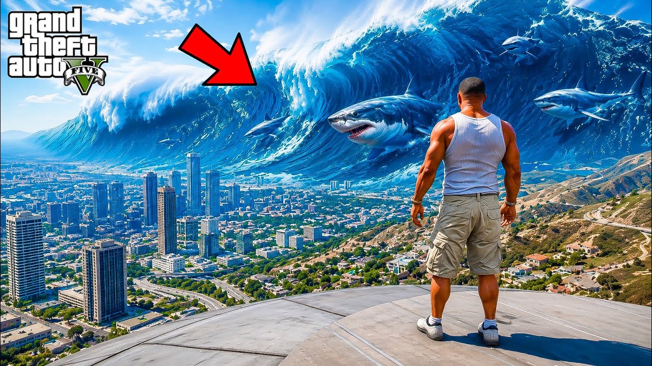 FRANKLIN Faced The WORLD’S BIGGEST TSUNAMI To Save His Twin Brother in GTA 5 Telugu | Dhanu Dino
