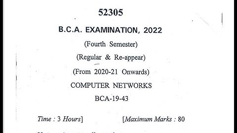 Computer Networks BCA  4th SEM July 2022 Previous Year Question Paper CRSU