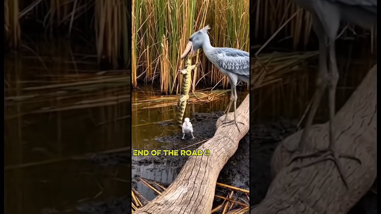 Shoebill Mom vs Nile Monitor — Wrong Rush