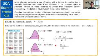 SOA Exam P Practice Q11