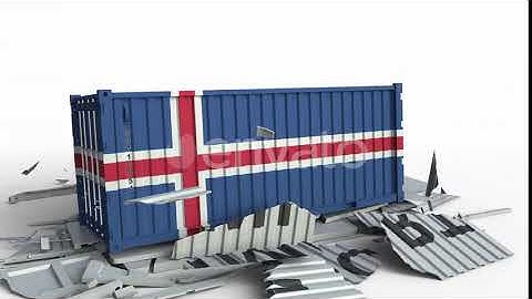 Container with Flag of Iceland Breaking Container with IMPORT Text | Motion Graphics - Envato el...