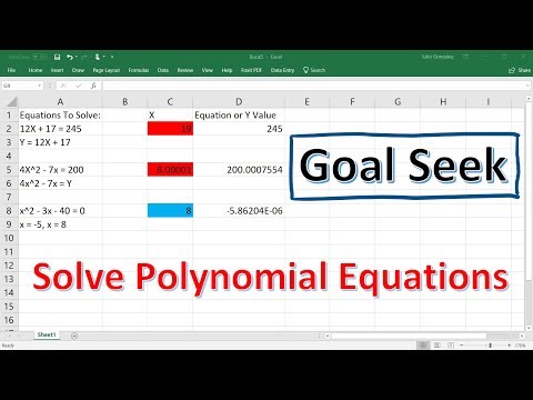 Excelでゴールシークを使用して多項式を解く