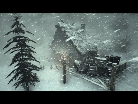Arctic Night Vigil: Storm Winds & Heavy Snowfall for Relaxation