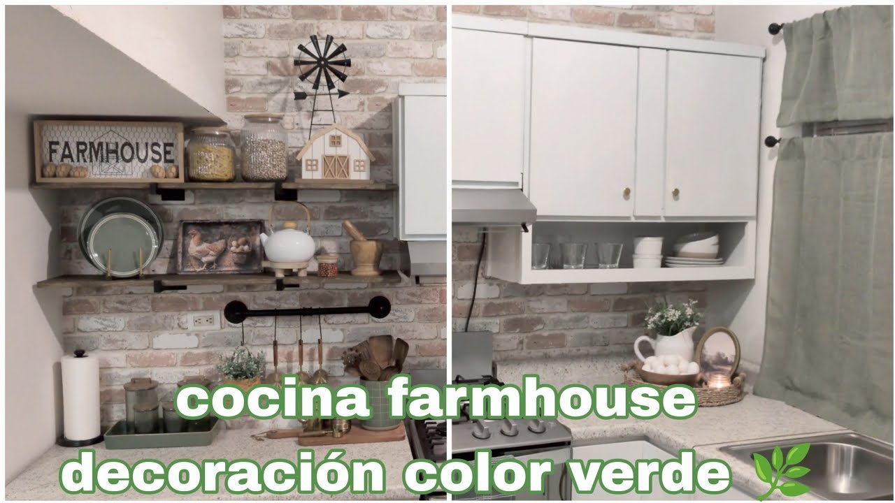 DECORACIÓN DE MI PEQUEÑA COCINA CON TOQUES EN COLOR VERDE//COCINA DE INFONAVIT//NUEVA DECORACIÓN.