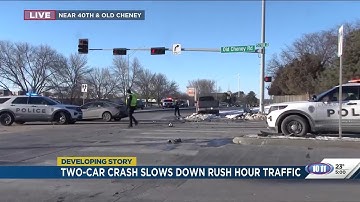 Two-car crash slows down rush hour traffic