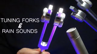 ASMR Tuning Fork Vibrations & Rain Sounds for ULTIMATE Relaxation and Sleep | 1 Hour No Talking