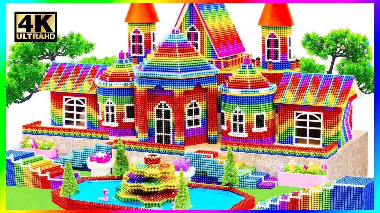 ASMR x 1.5 - Build Miniature Castle Have Double Staircase & Fountain From Magnetic Balls