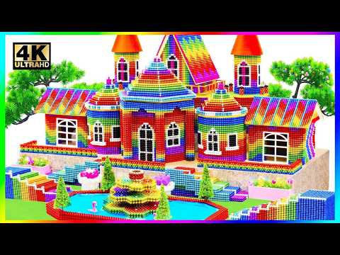 ASMR x 1.5 - Build Miniature Castle Have Double Staircase & Fountain From Magnetic Balls