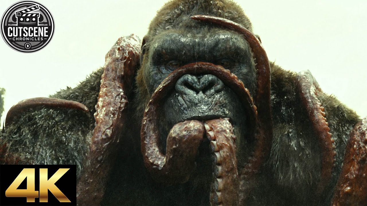 [4K UHD] Kong Battles the Giant Squid in Epic Fight CUTSCENE | Kong: Skull Island (2017)