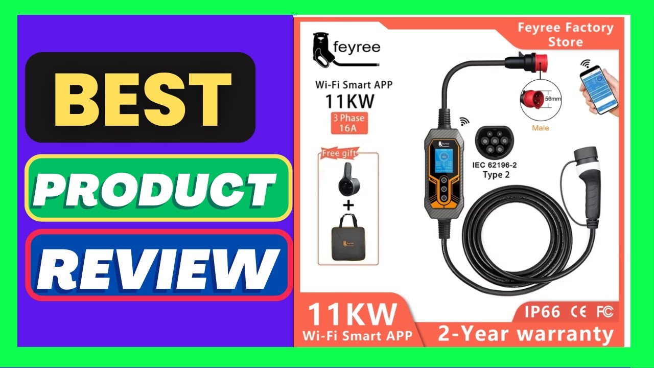 feyree Portable EV Charger Type2 11KW 16A 3 Phase Wi-Fi APP