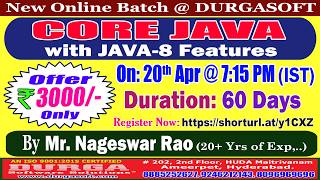 CORE JAVA with JAVA-8 Features Online Training @ DURGASOFT