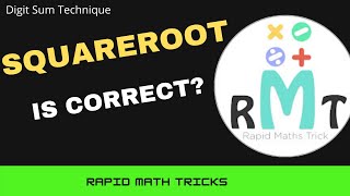 Let's VALIDATE Square Root by DIGIT SUM TECHNIQUE | Rapid Math Trick | Vedic Math