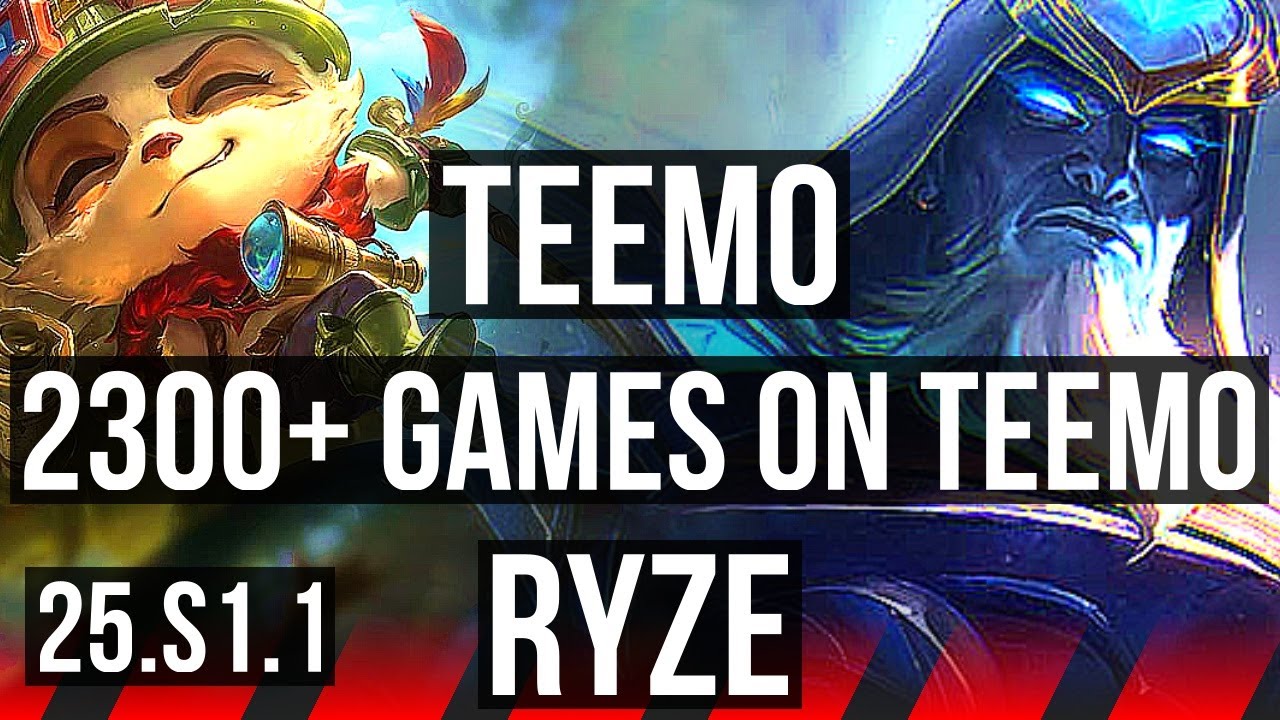 TEEMO vs RYZE (TOP) | 2300+ games, 4/1/2 | NA Challenger | 25.S1.1