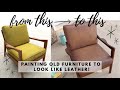 DIY PAINTED FAUX LEATHER CHAIR // from Goodwill to Pottery Barn