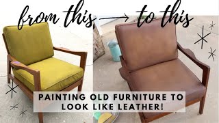 DIY PAINTED FAUX LEATHER CHAIR // from Goodwill to Pottery Barn