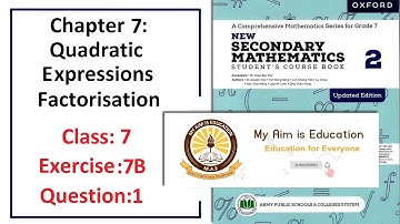 Exercise 7B Questions 1 – Complete solution (Factorization ) – APS Math Class 7.