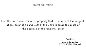 Find the curve processing the property that the intercept the tangent at any point of a  curve......