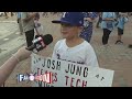 Texas Rangers fans make their way to Globe Life Park for World Series Game 1