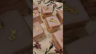 Strawberry Buttercream Petit Four Tea Cakes cake dessert french recipe shortvideo shorts