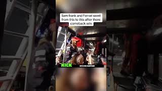 Sam frank and Ferrari went from this to this after there comeback win #samfrank #win