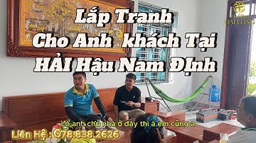 Tranh cội nguồn quê hương đồng đỏ khung gỗ hương đá bàn giao cho anh khách tại Hải Hậu Nam Định.