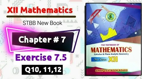 Class 12 Chapter 7 Exercise 7.5 Q10, 11,12 "Plane Analytical geometry" New maths book sindh board