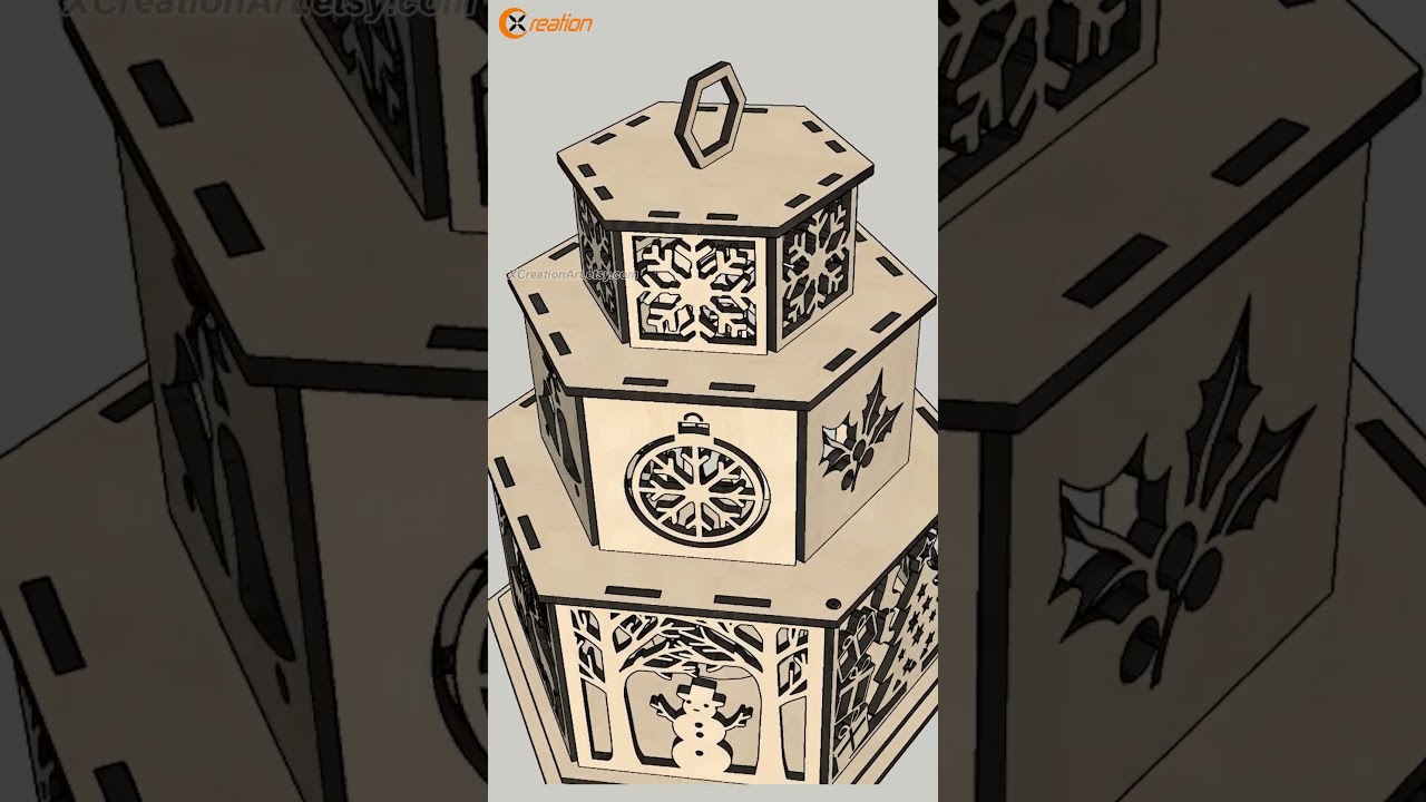 Christmas Lantern Light Laser Cut v3 #lasercutting #christmas #diycrafts