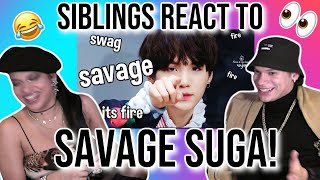 Siblings reacto to SAVAGE SUGA, the guy who spits fire #AGUSTD| REACTION