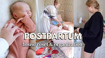 POSTPARTUM HOUSE RESET 🧺 | organizing + decluttering my entire house after bringing home baby #3