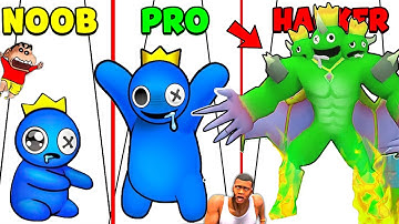 RAINBOW FRIENDS Fight in MONSTER MERGE | NOOB vs PRO vs HACKER SHINCHAN and CHOP