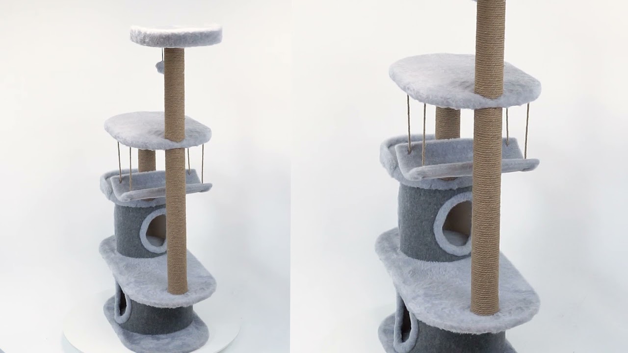 Когтеточка домик для крупных кошек PetTails "Кардинал" 120 х 47 х 168см, серый