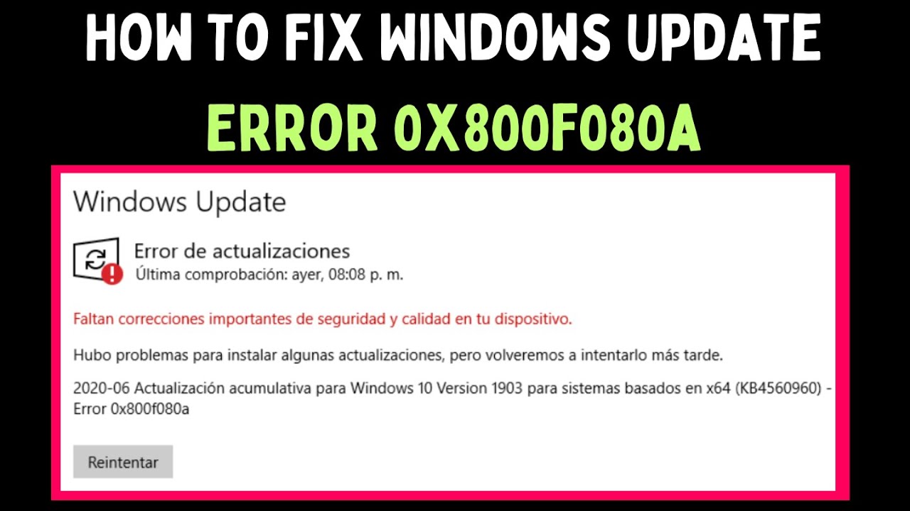How To Fix Windows Update Error 0x800f080a on Windows 11 - YouTube