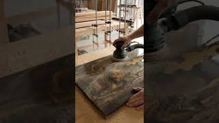 The Gilded River Handcrafted Walnut &amp; Metallic Gold Epoxy Coffee Table