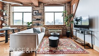 Small Space House Tour: 450 Square Foot Hard Loft With Exposed Brick and Wood Ceiling
