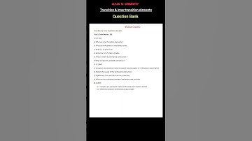 Question Bank Transition & Inner transition Elements class 12 chemistry