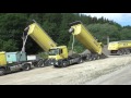 Mercedes Arocs trucks and Iveco Stralis with trailers