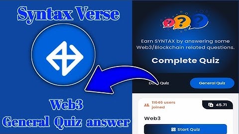 Syntax Verse General today quiz answer| Web3 Quiz Answer