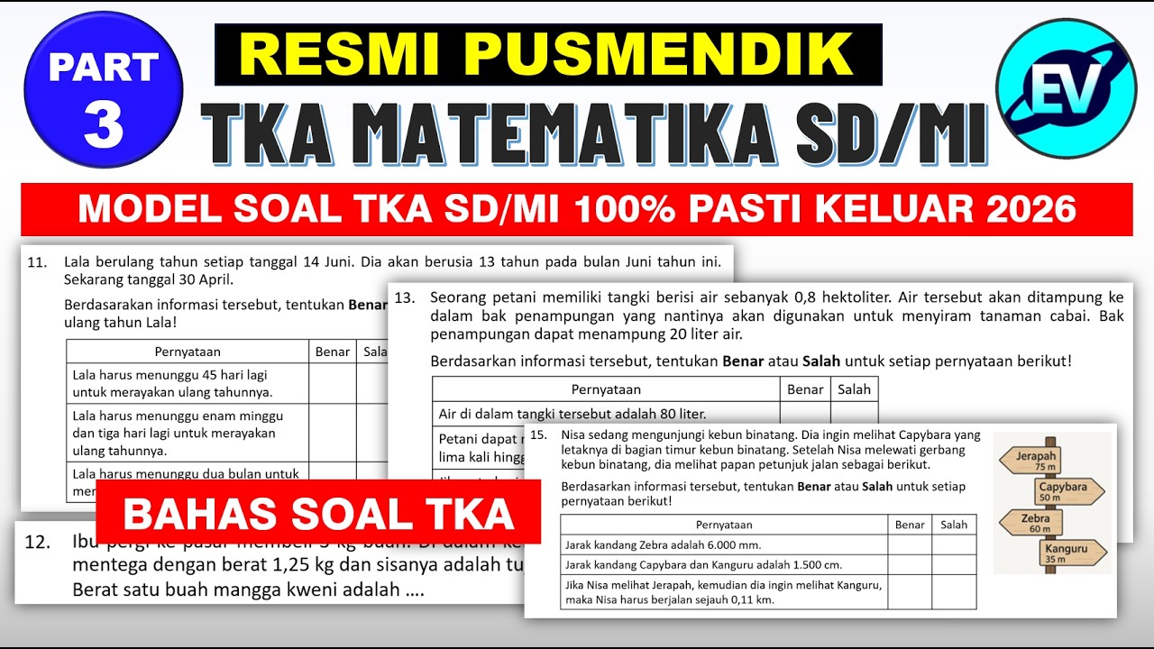 Pembahasan Soal TKA Matematika SD MI 2026 Kisi-kisi Resmi PUSMENDIK KEMDIKBUD Part-3