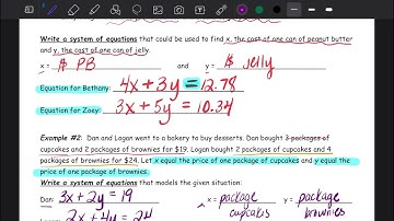 Modeling Systems of Equations Video Notes