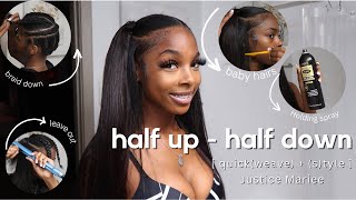 How To Do QUICKWEAVE:  Half Up Half Down | 2023 Popular Hairstyle + Budget Friendly!!* very detailed