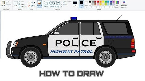 How to Draw Police Car Step by step on computer using Ms Paint | Easy Police Car Drawing Tutorial.