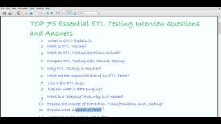 TOP 75 Essential ETL Testing Interview Questions and Answers |ETL Testing Interview Questions Wealth