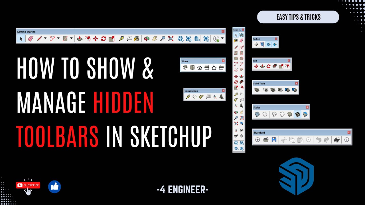 How to Show & Manage Hidden Toolbars in SketchUp | Step-by-Step Guide ...